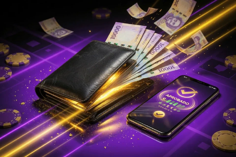 Cartera con billetes de bolívares y un teléfono con un pago confirmado
